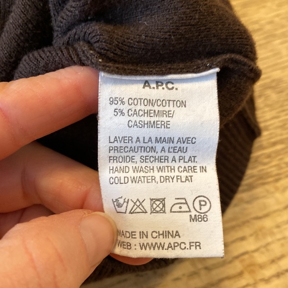 Chocolate brown cotton cashmere blend APC turtleneck sweater, XS - Picture 5 of 7